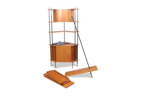 SWEDISH MODERN "PRYDNO" FREESTANDING WALL UNIT IN TEAK