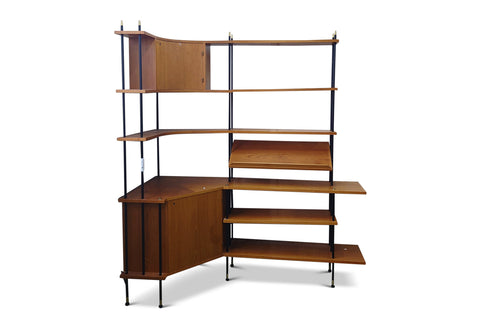 SWEDISH MODERN "PRYDNO" FREESTANDING WALL UNIT IN TEAK