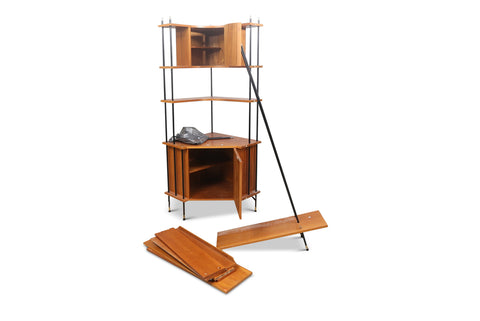SWEDISH MODERN "PRYDNO" FREESTANDING WALL UNIT IN TEAK