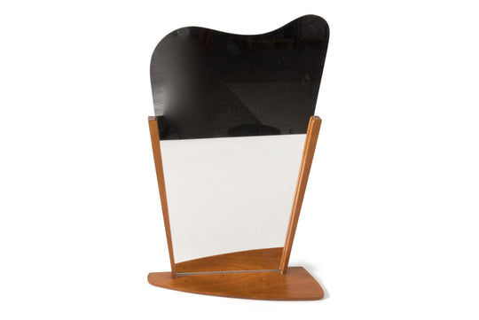 ORGANIC DANISH MODERN SHELVED WALL / TABLE MIRROR IN TEAK