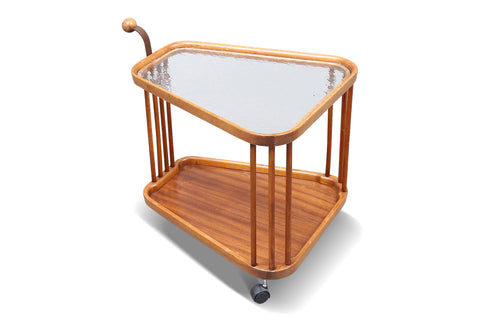 1940s SWEDISH MODERN BAR CART IN STAINED BEECH