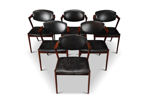 SET OF SIX KAI KRISTIANSEN MODEL 42 DINING CHAIRS IN ROSEWOOD