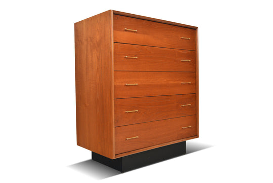 MID CENTURY MODERN PLINTH BASE HIGHBOY DRESSER