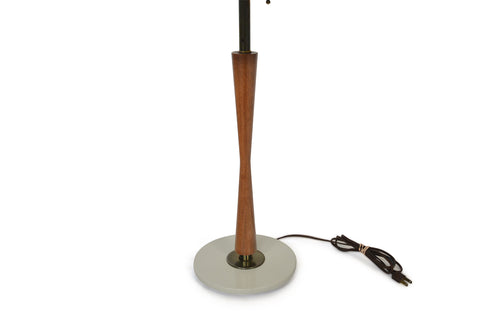 MID CENTURY WALNUT STEMMED TABLE LAMP