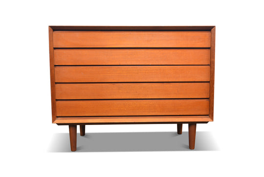 SVEND AAGE RASMUSSEN FIVE DRAWER TEAK GENTLEMANS CHEST