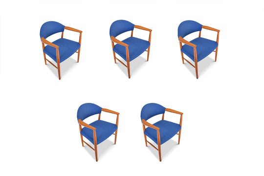 SET OF FIVE KURT OLSEN MODEL 223 ARMCHAIRS IN TEAK
