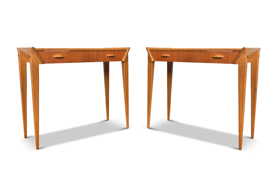 PAIR OF ATOMIC TEAK + OAK SWEDISH MODERN NIGHTSTANDS