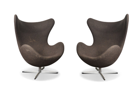 PAIR OF 1960s ARNE JACOBSEN EGG CHAIRS FOR FRITZ HANSEN