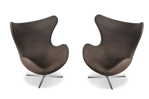 PAIR OF 1960s ARNE JACOBSEN EGG CHAIRS FOR FRITZ HANSEN