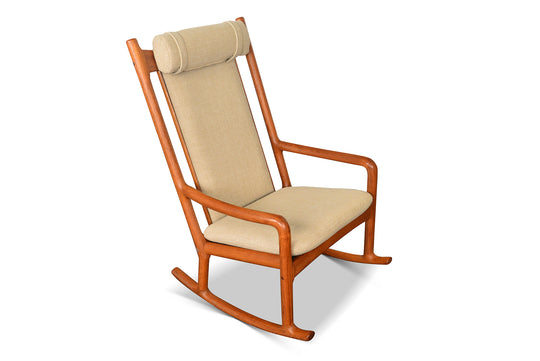 SOLID TEAK HIGHBACK ROCKING CHAIR BY JUUL KRISTENSEN