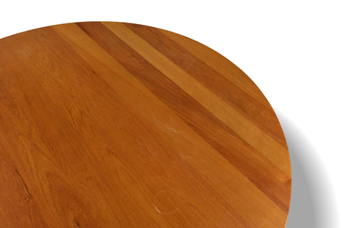 RARE 63" ROUND SOLID TEAK DINING TABLE BY CADO