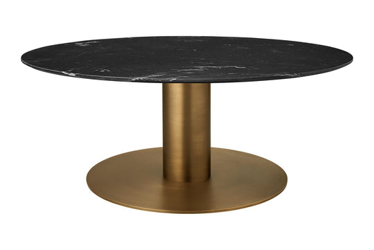 2.0 COFFEE TABLE - ROUND - ANTIQUE BRASS BASE - SMALL