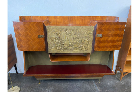 RARE WALL CABINET BAR IN ROSEWOOD BY LA PERMANENTE MOBILI CANTU