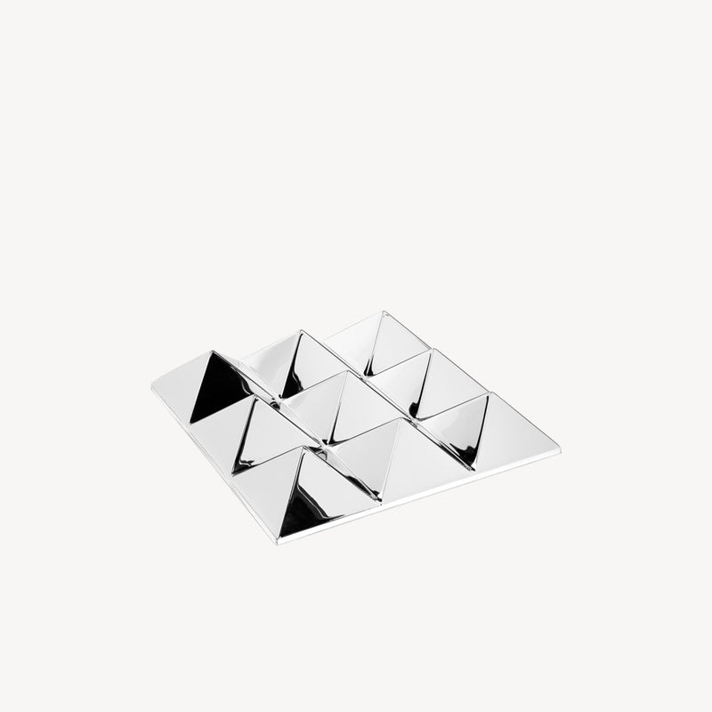 9-Pyramid Mirror Sculpture – Modern Geometric Wall Art