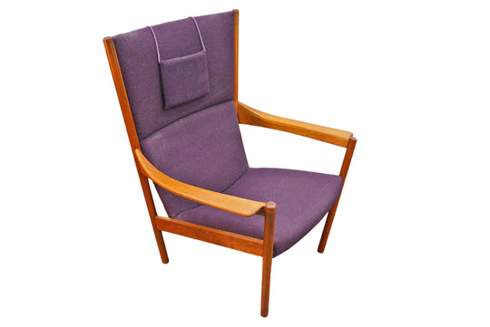 NANNA DITZEL HIGHBACK LOUNGE CHAIR IN PURPLE WOOL